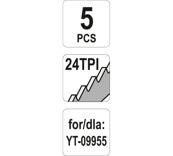 Полотна 5 шт, 24TPI для пневмопилы сабельный YATO YT-09958