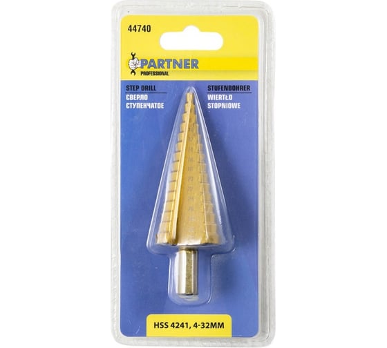Сверло ступенчатое HSS 4241, 4-32 мм, в блистере Partner PA-44740(29865)