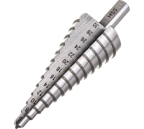 Сверло по металлу ступенчатое (6-30 мм; 13 ступеней; Р6М5) БАРС 72362