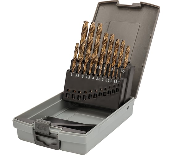 Набор сверл по металлу 1-10 мм, DIN338, HSSE-Co5, 135° 19 шт H-Tools 215214ROHT
