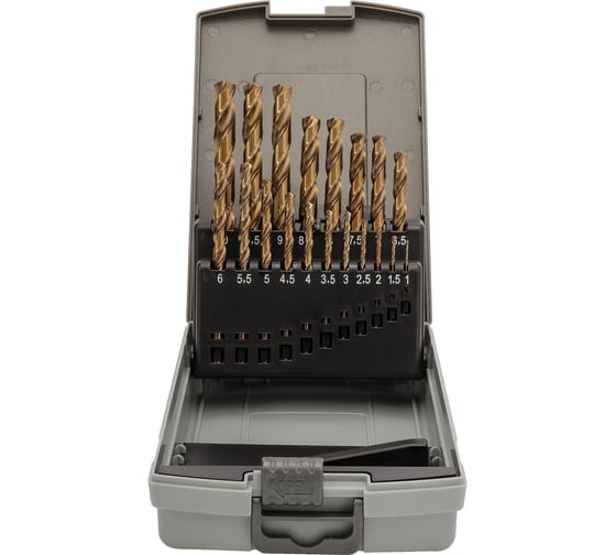 Набор сверл по металлу 1-10 мм, DIN338, HSSE-Co5, 135° 19 шт H-Tools 215214ROHT