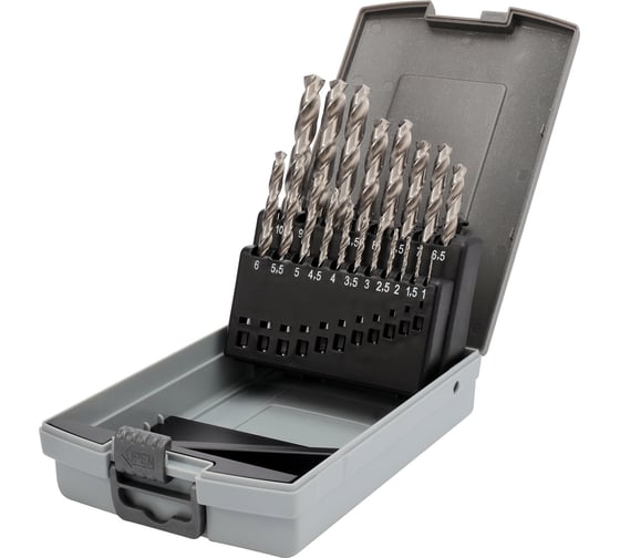 Набор сверл по металлу 1-10 мм, DIN338, HSS-G 135, 19 шт H-Tools 214214ROHT