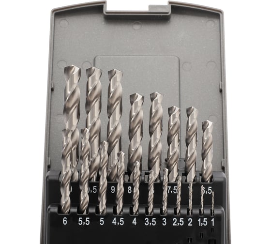 Набор сверл по металлу 1-10 мм, DIN338, HSS-G 135, 19 шт H-Tools 214214ROHT