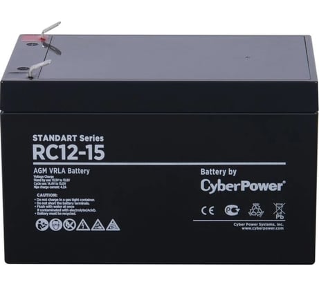 Батарея аккумуляторная 12 В, 15 А*ч, разряд 20 ч, клемма F2, 151x98x93 мм, 4.3 кг CYBERPOWER RC 12-15