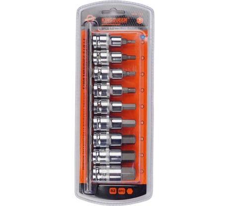 Набор шестигранных бит HEX 1/2"DR, 9 шт KINGQUEEN WIB-10A