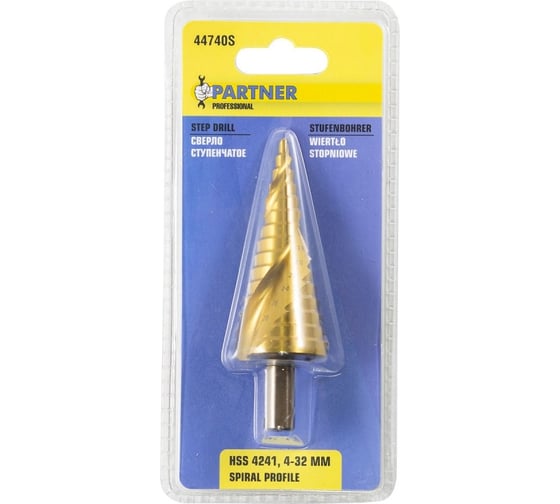 Сверло ступенчатое спиральное HSS 4241 4-32 мм Partner PA-44740S(29867)