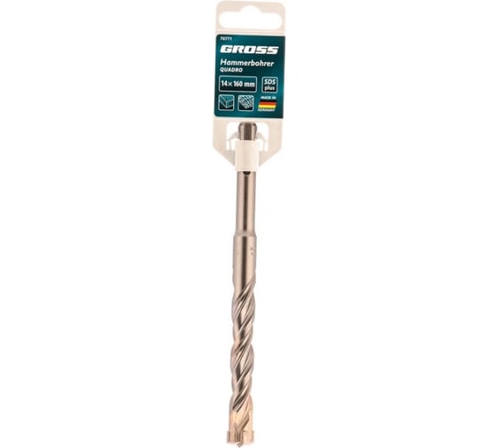 Бур по бетону QUADRO (14х160 мм; SDS+) GROSS 70771
