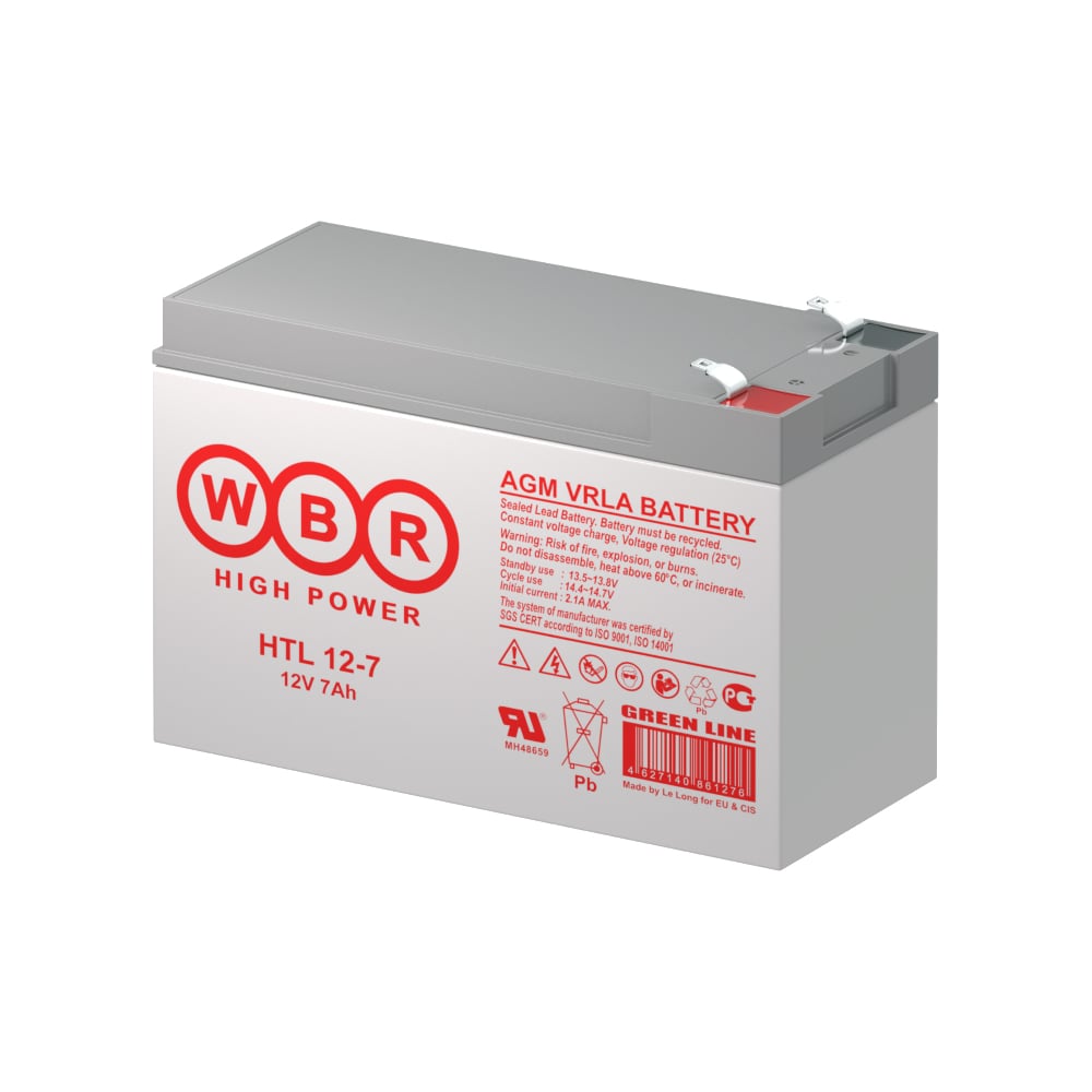 Аккумуляторная батарея WBR HTL12-7 12В, 7 Ач УТ-00000281 - выгодная ...