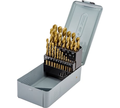 Набор сверл по металлу (25 пр, 1-13 мм, HSS-TITAN) металлический кейс STHOR 22340