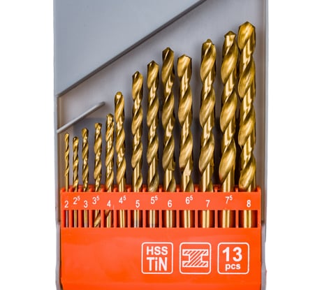 Набор сверл по металлу (13 пр, 2-8 мм, HSS-TITAN) пластиковая кассета STHOR 22310