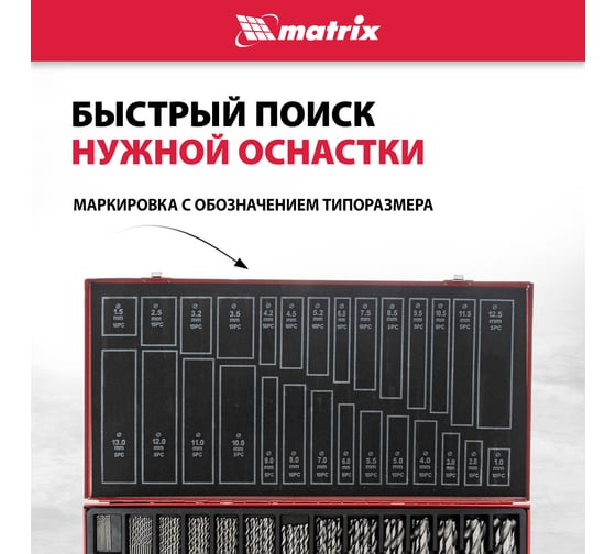 Набор сверл по металлу в металлическом кейсе (230 шт; 1-13 мм; HSS) MATRIX 723230