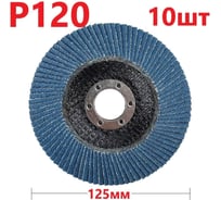 Лепестковый шлифовальный круг 125 мм, P120, 10 шт Vitatools FD-PZm-15000-125-P120-10