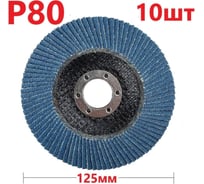 Лепестковый шлифовальный круг 100 мм, P80, 10 шт Vitatools FD-PZm-15000-125-P80-10