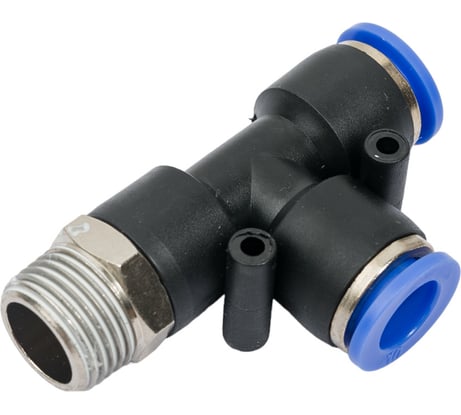 Фитинг Т-образный с наружной резьбой (10 мм; 3/8") для пластиковых трубок ROCKFORCE RF-SPD10-03(2165)
