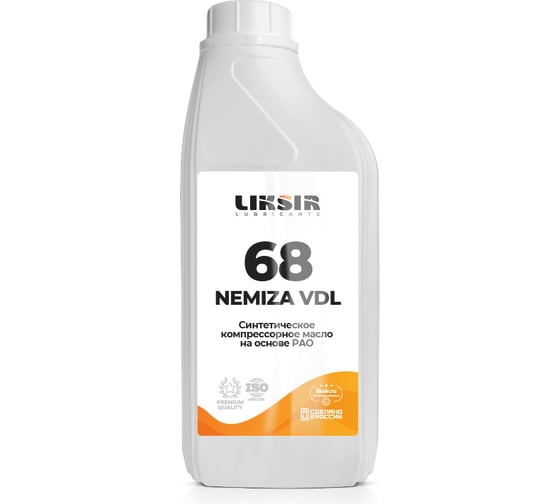 Компрессорное синтетическое масло на основе РАО NEMIZA VDL 68 1 л LIKSIR 201108 1