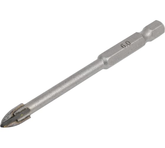 Сверло по кафелю 4 режущие кромки, Е 1/4", 6 мм 888 6864264 1