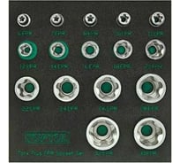 Набор головок 1/4"DR, 3/8"DR, 1/2"DR, 6EPR-32EPR, 16 предметов TOPTUL GABF1601