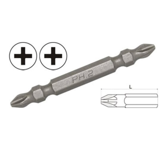 Двухсторонний бит для шуруповерта Aist Phillips PH.2xPH.2 1/4" 10 шт. 1186522PP10 00-00004651 1