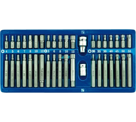 Набор бит Vorel 1/2". 3/8" 40 предметов HEX Torx SPLINE металлический кейс 66400