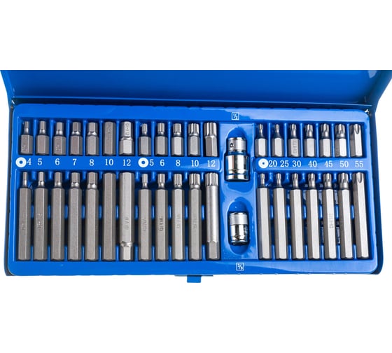 Набор бит Vorel 1/2". 3/8" 40 предметов HEX Torx SPLINE металлический кейс 66400