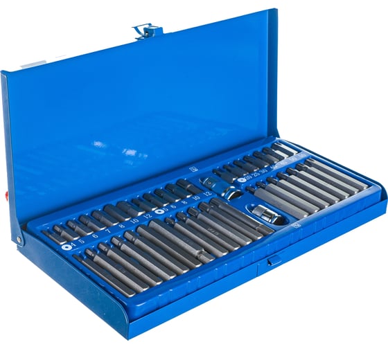 Набор бит Vorel 1/2". 3/8" 40 предметов HEX Torx SPLINE металлический кейс 66400
