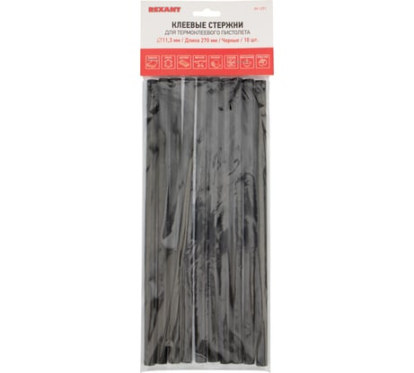 Клеевые стержни Rexant 11х270 мм черные 10 шт. 09-1271