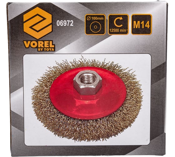 Щетка-крацовка Vorel 100 мм х М14 чашка с гайкой 06972