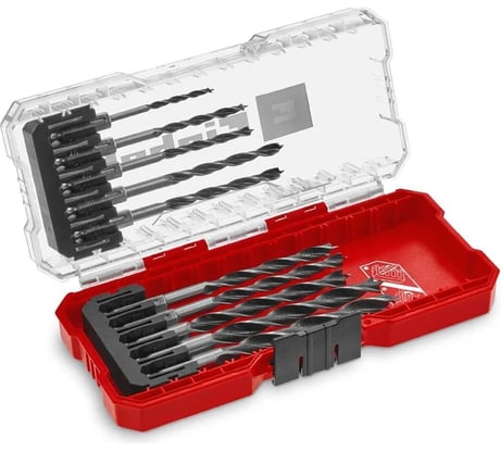 Набор сверл 10 шт, 3-8 мм, по дереву, с 6-гранным хвостовиком, s-case Einhell 108733