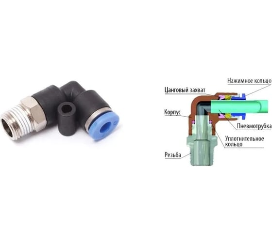 Фитинг угловой для пластиковых трубок (8 мм; 1/2М) ROCKFORCE RF-SPL08-04(2291)