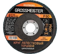 Круг лепестковый торцевой (125 мм, Р60) GROSSMEISTER 011206060