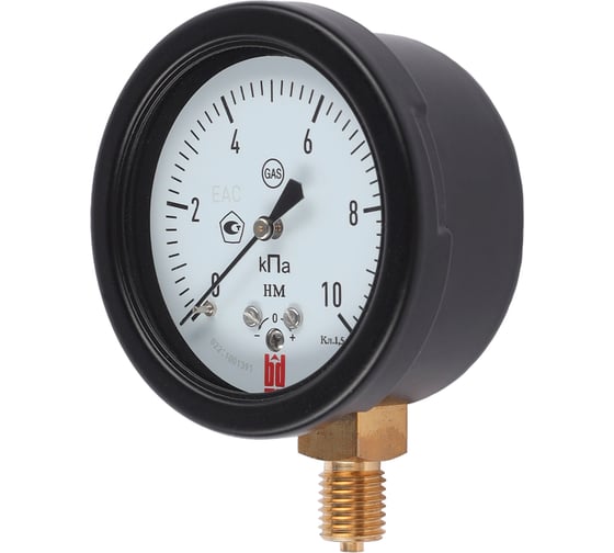 Напоромер НМ 100 Р (0-10) кПа, кл.1.5, G1/2", DIN CASE, черный корпус BD 25111162657