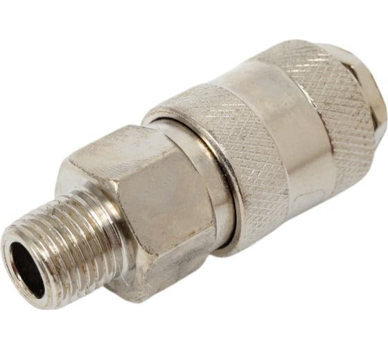 Штуцер мама с наружной резьбой 1/4"M, никелированная сталь Aurora 37363