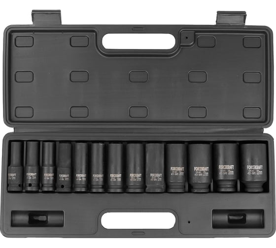 Набор головок ударных глубоких,13 предметов, 1/2'' в кейсе Forcekraft FK-4131-5MPB(26462)