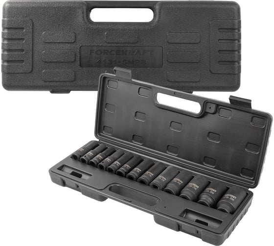 Набор головок ударных глубоких,13 предметов, 1/2'' в кейсе Forcekraft FK-4131-5MPB(26462)