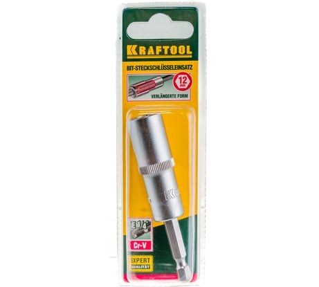 Бита с торцовой головкой удлиненная EXPERT (12 мм; хвостовик E1/4, Cr-V) Kraftool 26396-12