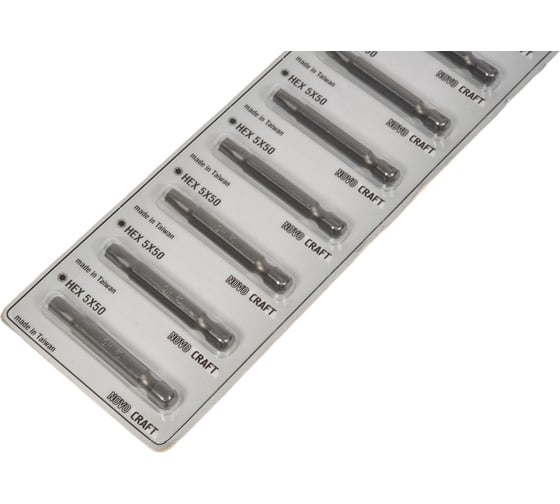 Биты для шуруповерта HEX5, 50 мм, S2, 10 шт NOVOCRAFT B46-21-050050VN