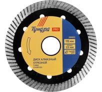 Диск алмазный отрезной PRO, повышенный ресурс, TURBO, сухой рез, 115x22 мм ТУНДРА 2966614