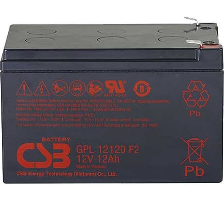 Аккумулятор для ИБП CSB GPL12120 F2 12В, 12 Ач УТ-00000102