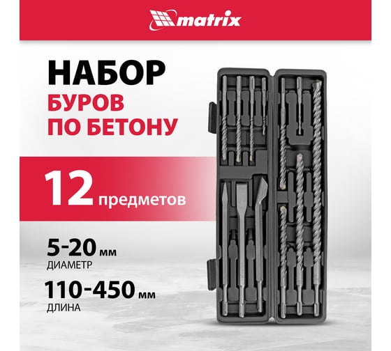 Набор буров по бетону Matrix 9 шт. 71097