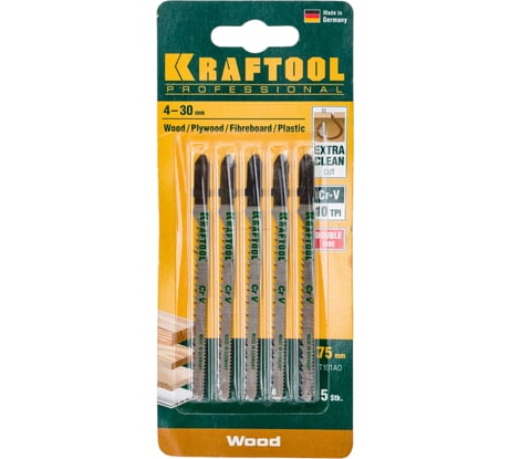 Пилки Kraftool для электролобзика по дереву 75x2.5 мм фигурный рез 5 шт. EU 159514-2.5-S5