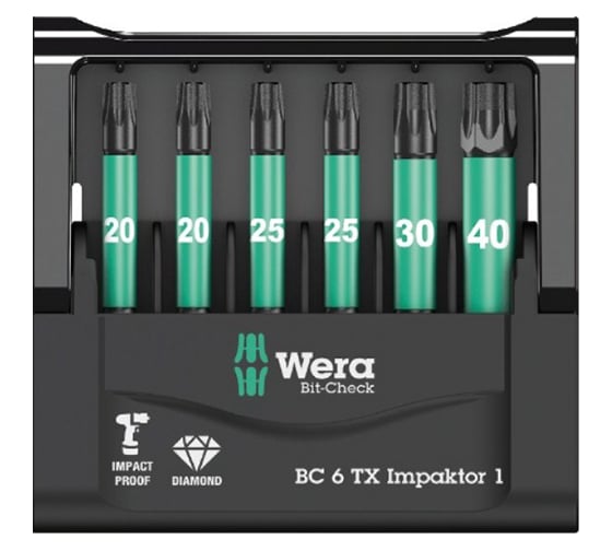 Набор бит Wera Impaktor 867/4 IMP DC 3xTX 25/50 мм; 2xTX 30/50 мм; 1xTX 40 мм WE-057693