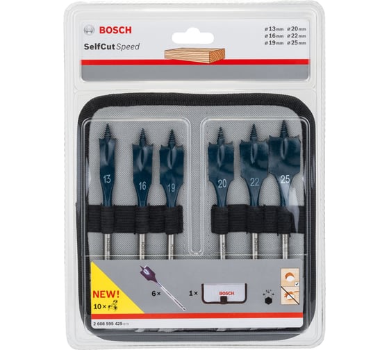 Набор перьевых сверл Bosch Selfcut Speed 13-25 мм 6 шт. 2608595425
