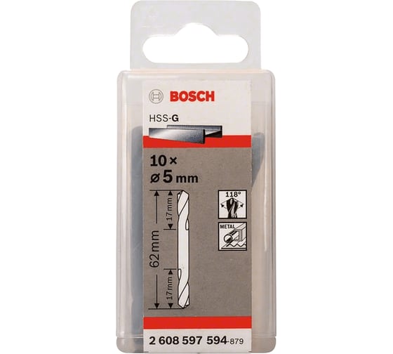 Двухстороннее сверло по металлу Bosch HSS-G 5 мм 2608597594 10 шт.