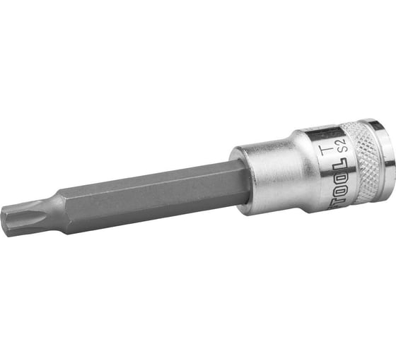 Торцевая удлиненная сатинированная бита-головка Kraftool Industrie Qualitat материал S2 TORX 1/2" Т45 27906-45_z01 1