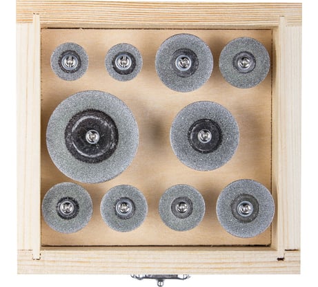 Набор алмазных отрезных мини-кругов диаметр 16-40 P200 хвостовик 3 мм, 10 предметов 33385-H10