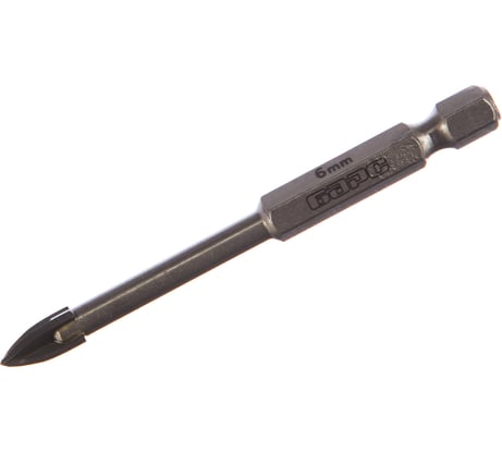 Сверло Барс по керамической плитке 6 мм крестовая пластинка шестигранный хвостовик 72805