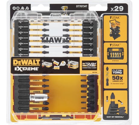 Набор бит и насадок 29 шт FLEXTORQ DEWALT DT70734T-QZ