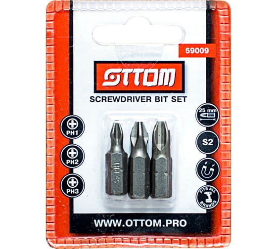 Набор бит PH (3 шт, S2) OTTOM 59009 1