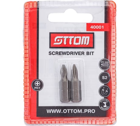 Бита PH1x25 мм (2 шт, S2) OTTOM 40001