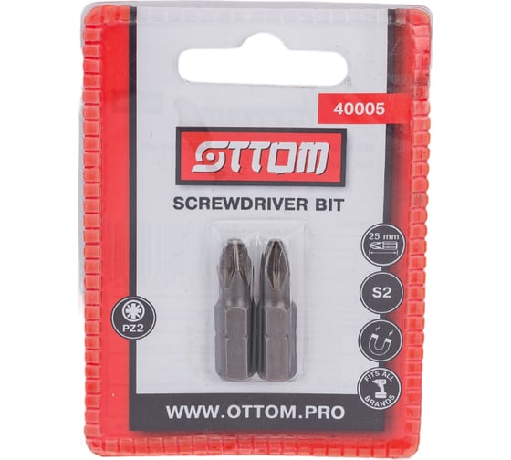 Бита PZ2x25 мм (S2, 2 шт) OTTOM 40005 1